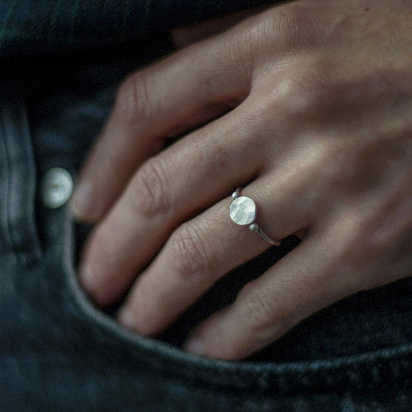 bague en argent martelé