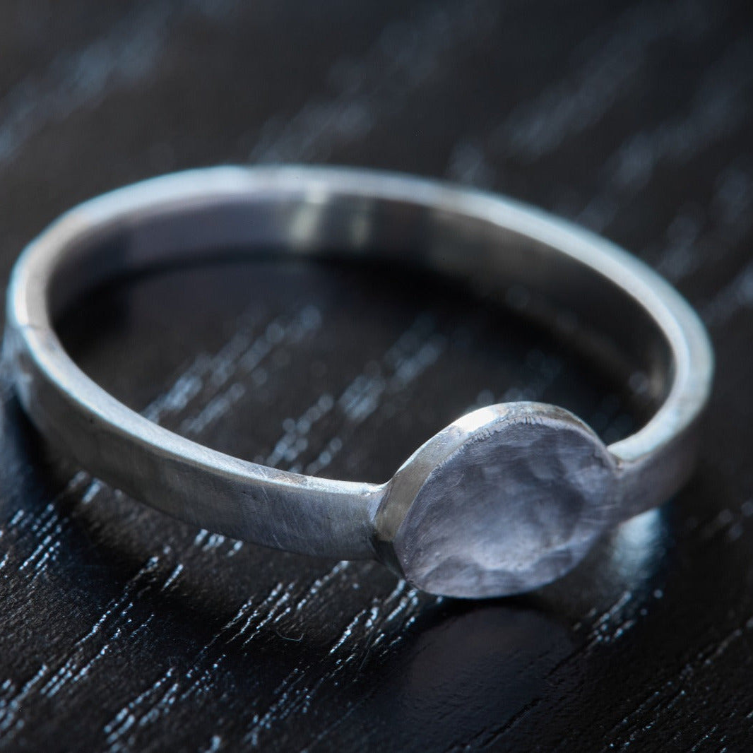 bague cuillere martelée en argent
