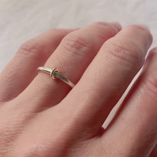 bague minimale argent et or