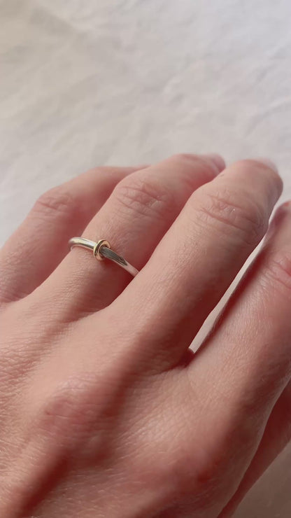 bague minimale argent et or