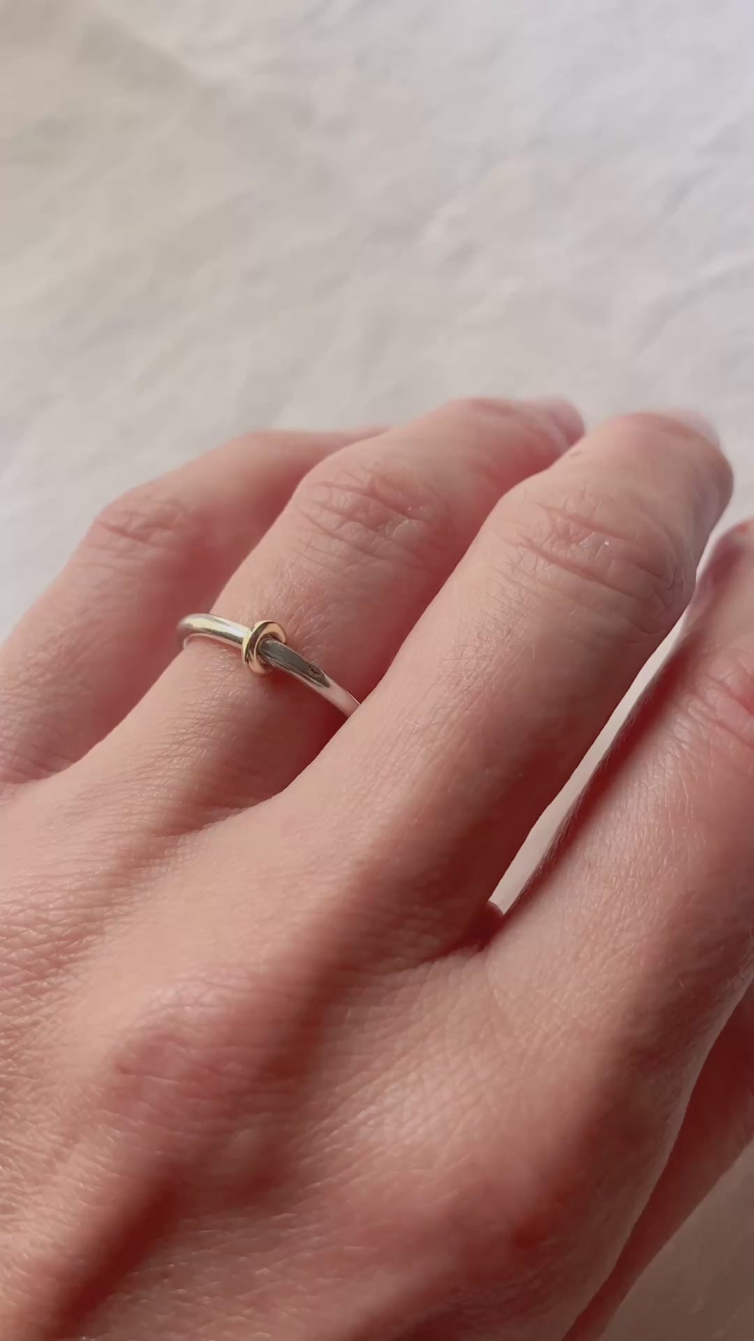 bague minimale argent et or